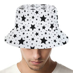 White And Black Star Pattern Print Bucket Hat
