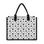 White And Black Star Pattern Print Canvas Tote Bag