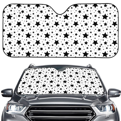 White And Black Star Pattern Print Car Windshield Sun Shade