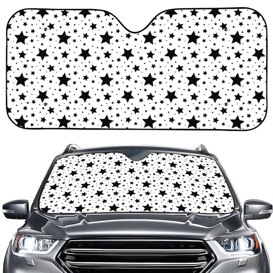 White And Black Star Pattern Print Car Windshield Sun Shade