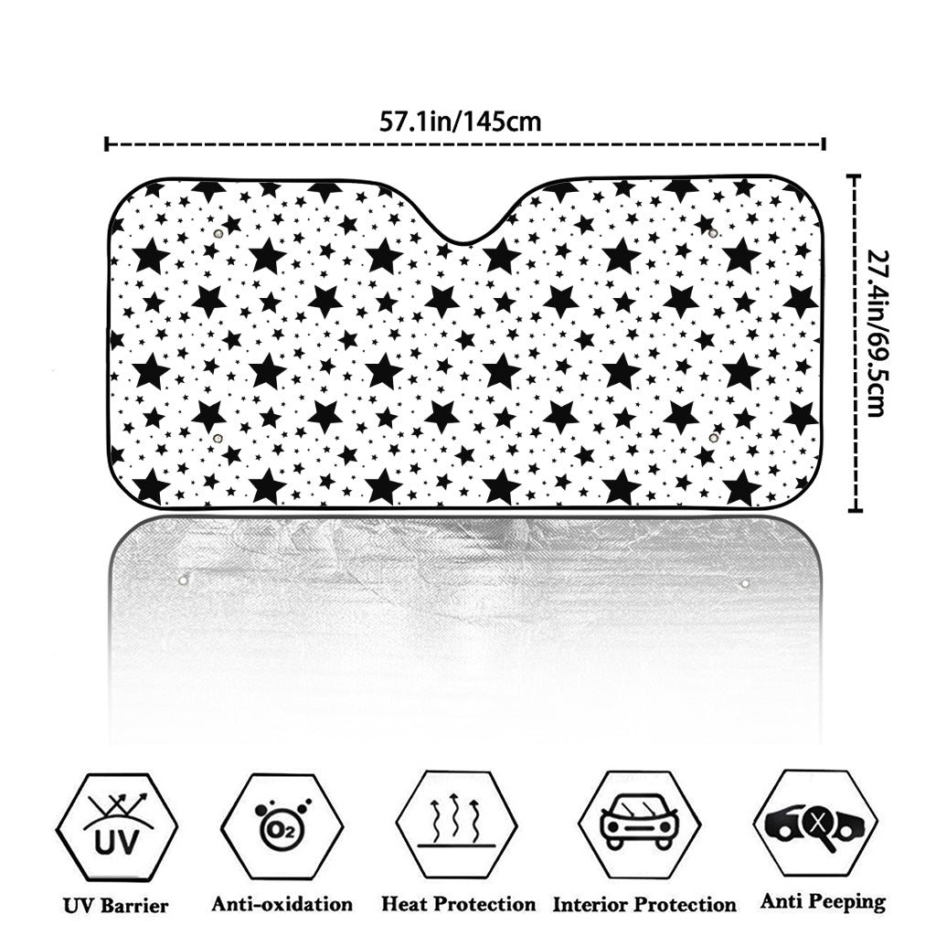 White And Black Star Pattern Print Car Windshield Sun Shade