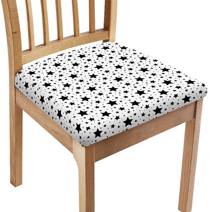 White And Black Star Pattern Print Chair Cushion Cover