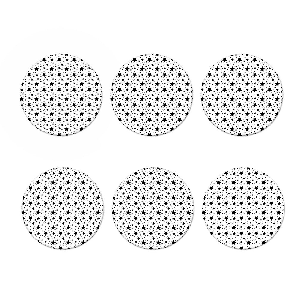 White And Black Star Pattern Print Coaster Set