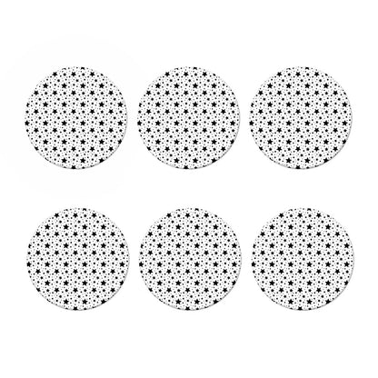 White And Black Star Pattern Print Coaster Set
