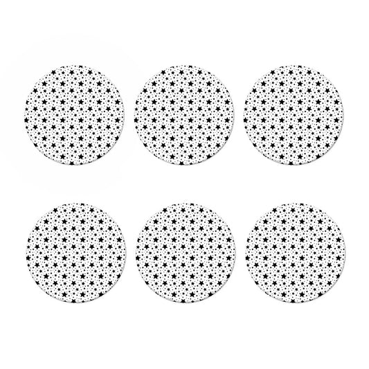 White And Black Star Pattern Print Coaster Set