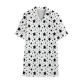 White And Black Star Pattern Print Cotton Hawaiian Shirt
