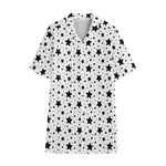 White And Black Star Pattern Print Cotton Hawaiian Shirt