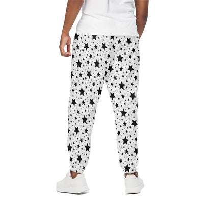 White And Black Star Pattern Print Cotton Pants