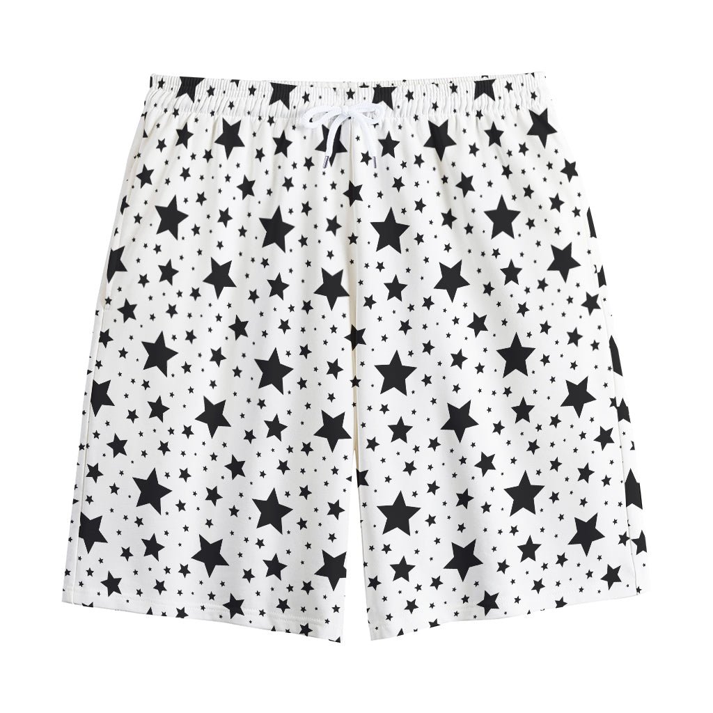White And Black Star Pattern Print Cotton Shorts