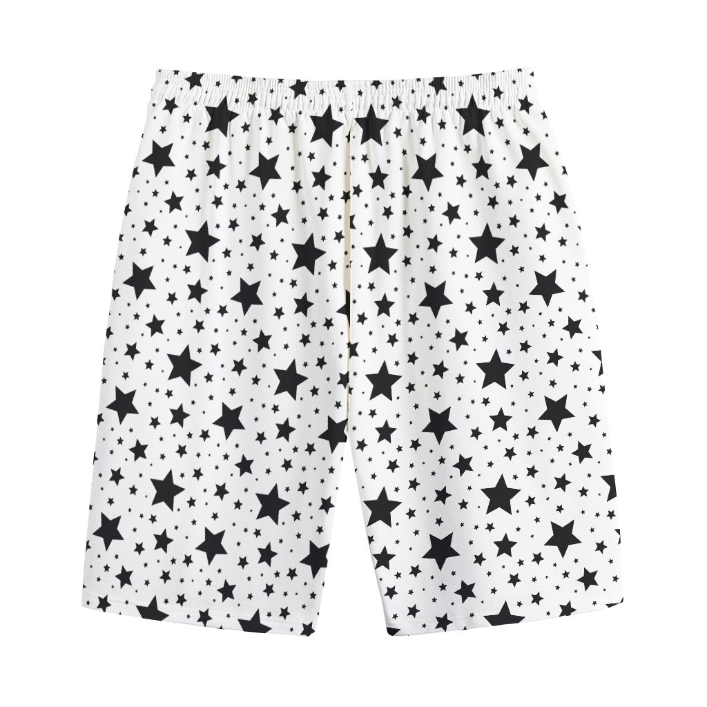 White And Black Star Pattern Print Cotton Shorts