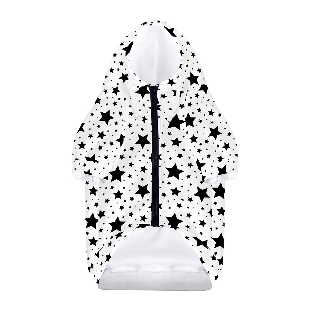 White And Black Star Pattern Print Dog Zip Up Hoodie