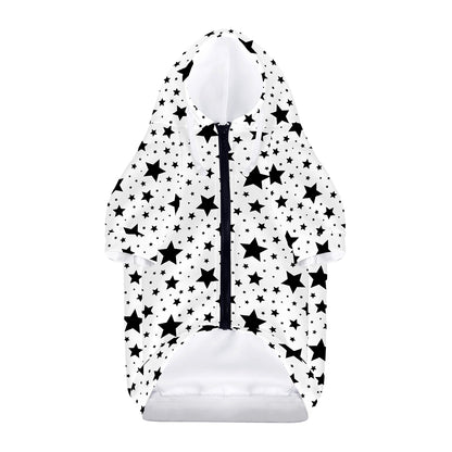 White And Black Star Pattern Print Dog Zip Up Hoodie