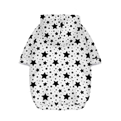 White And Black Star Pattern Print Dog Zip Up Hoodie