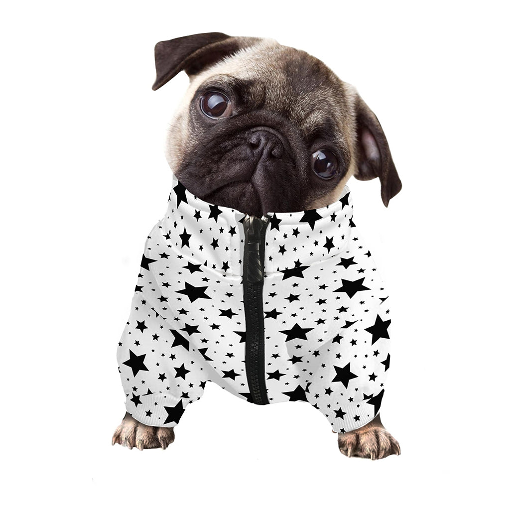 White And Black Star Pattern Print Dog Zip Up Jacket
