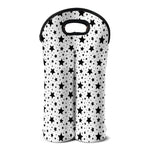 White And Black Star Pattern Print Double Neoprene Wine Tote