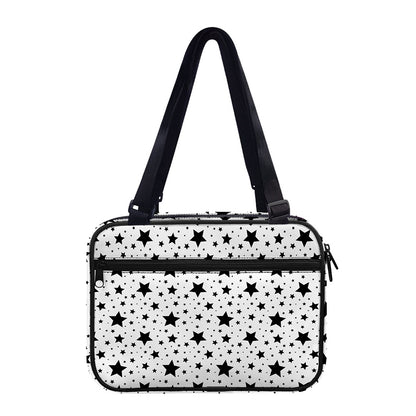 White And Black Star Pattern Print Double Strap Bible Bag