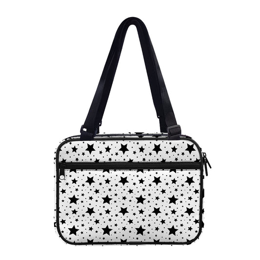 White And Black Star Pattern Print Double Strap Bible Bag