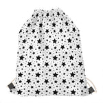 White And Black Star Pattern Print Drawstring Bag