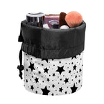 White And Black Star Pattern Print Drawstring Makeup Bag