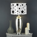 White And Black Star Pattern Print Drum Lamp Shade