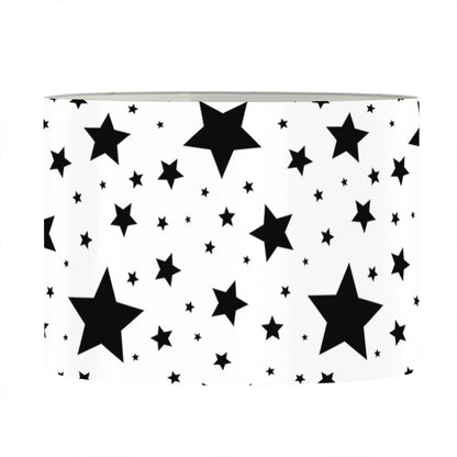 White And Black Star Pattern Print Drum Lamp Shade
