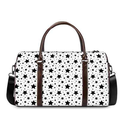 White And Black Star Pattern Print Duffle Bag