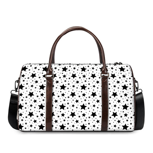 White And Black Star Pattern Print Duffle Bag