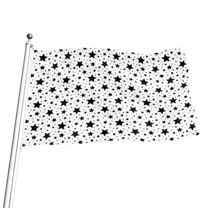 White And Black Star Pattern Print Flag