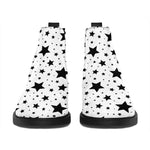 White And Black Star Pattern Print Flat Ankle Boots