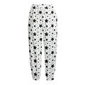 White And Black Star Pattern Print Fleece Lined Knit Pants