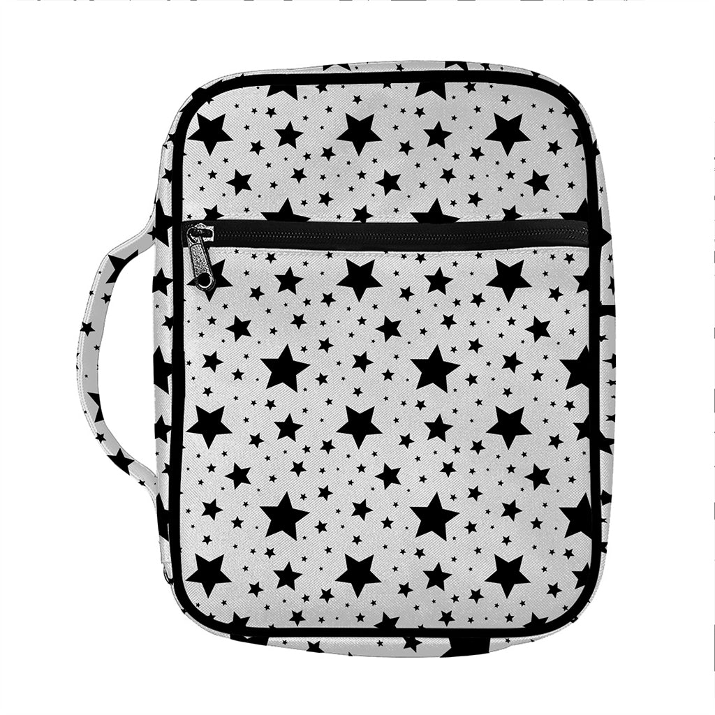 White And Black Star Pattern Print Front Pocket Bible Bag