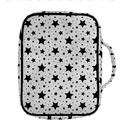 White And Black Star Pattern Print Front Pocket Bible Bag