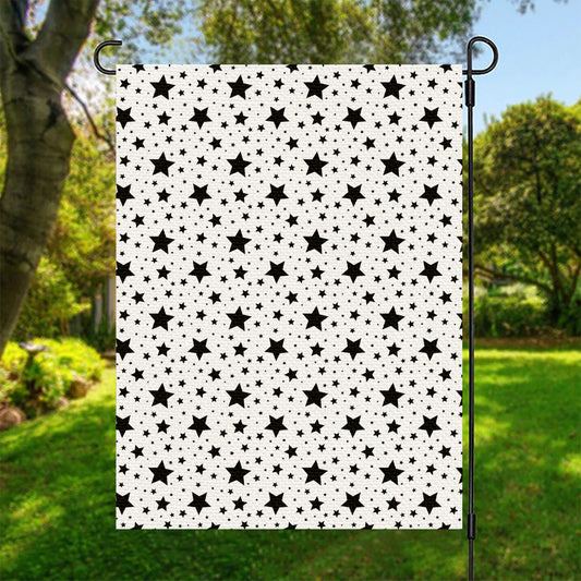 White And Black Star Pattern Print Garden Flag