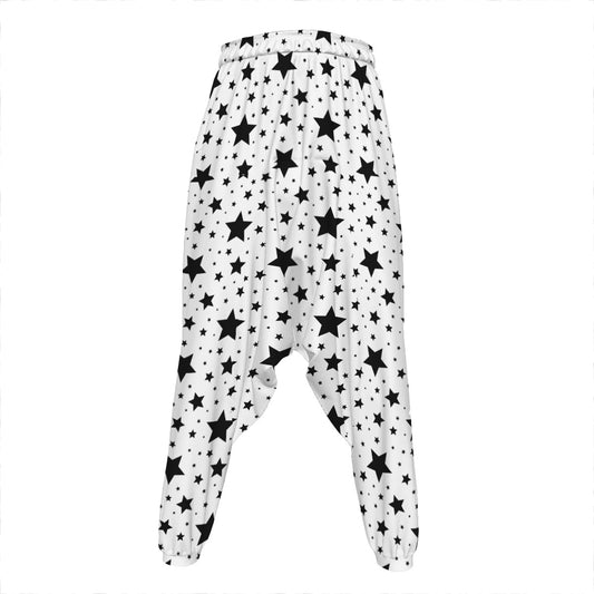 White And Black Star Pattern Print Hammer Pants