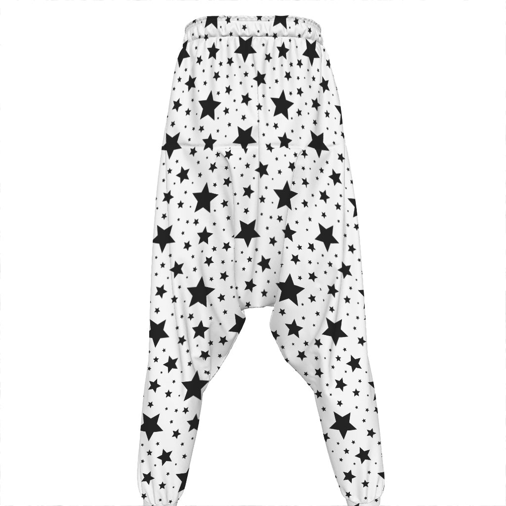 White And Black Star Pattern Print Hammer Pants