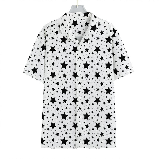 White And Black Star Pattern Print Hawaiian Shirt