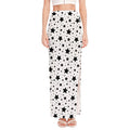 White And Black Star Pattern Print High Slit Maxi Skirt