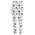White And Black Star Pattern Print High-Waisted Pocket Leggings