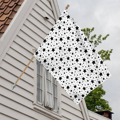 White And Black Star Pattern Print House Flag