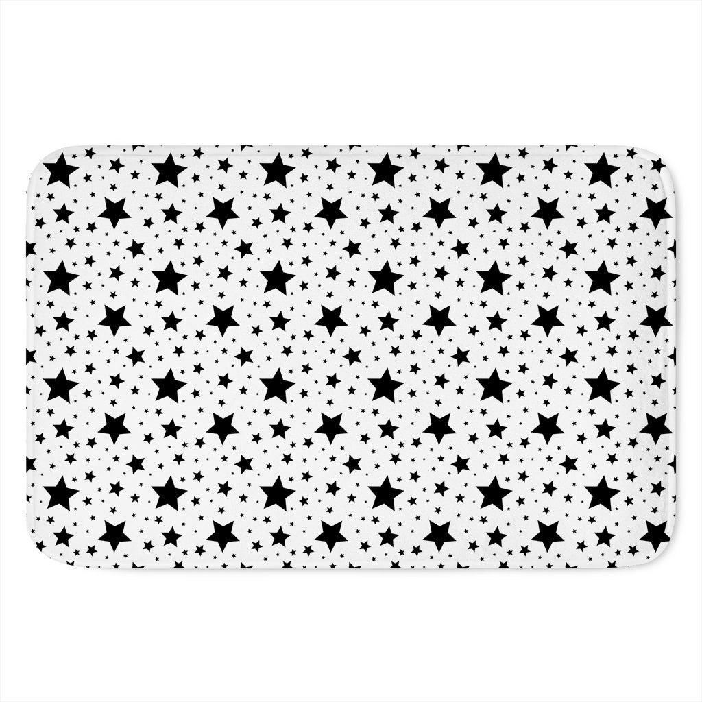 White And Black Star Pattern Print Indoor Door Mat