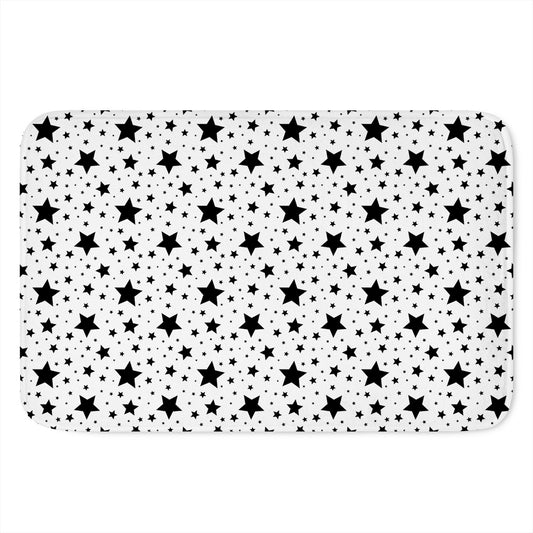 White And Black Star Pattern Print Indoor Door Mat