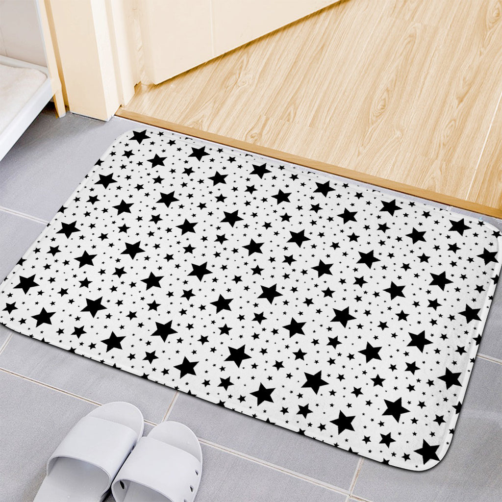 White And Black Star Pattern Print Indoor Door Mat