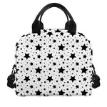 White And Black Star Pattern Print Insulated Lunch Bag