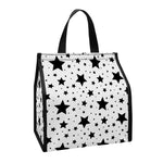 White And Black Star Pattern Print Insulated Lunch Tote