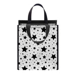 White And Black Star Pattern Print Insulated Lunch Tote