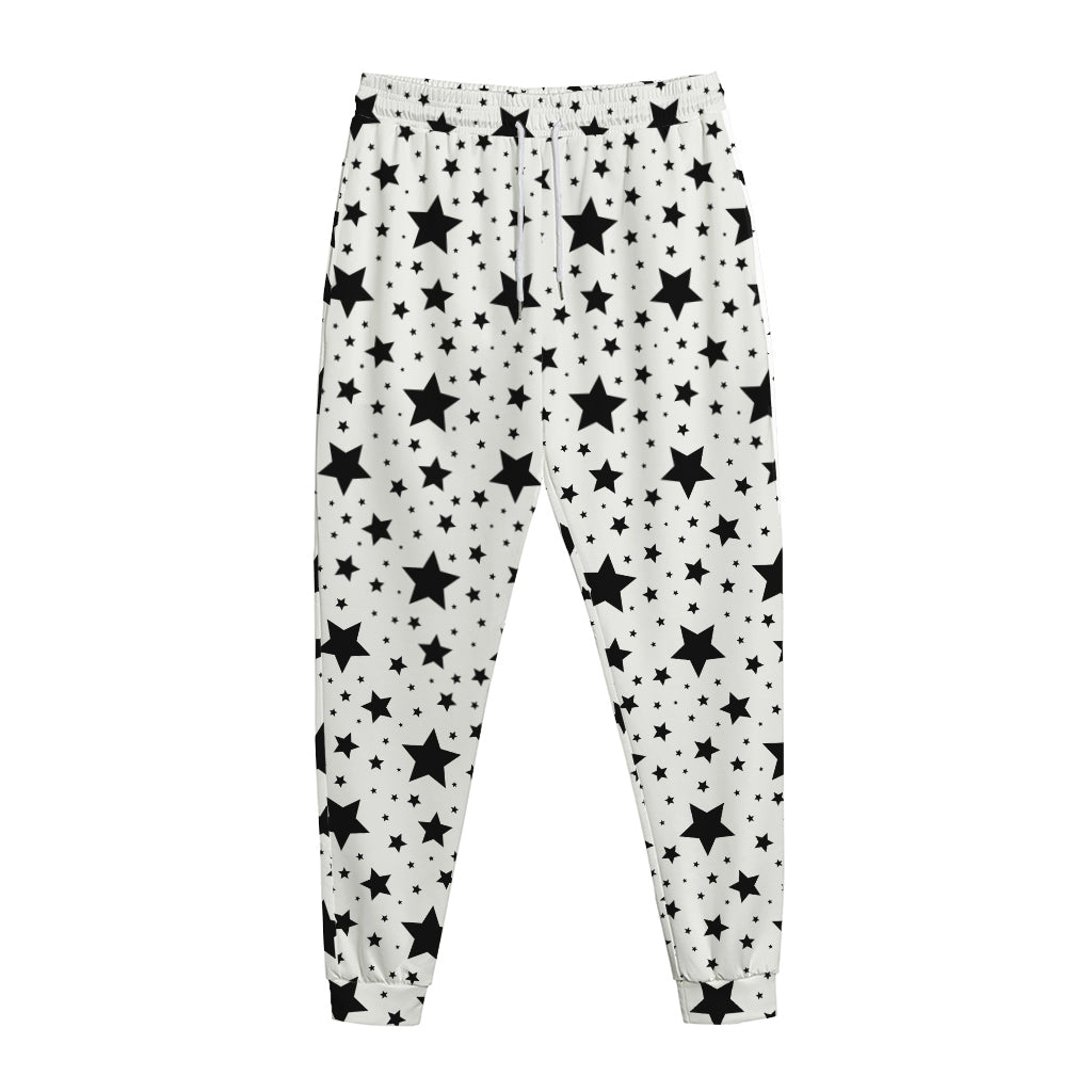White And Black Star Pattern Print Jogger Pants