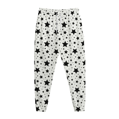 White And Black Star Pattern Print Jogger Pants