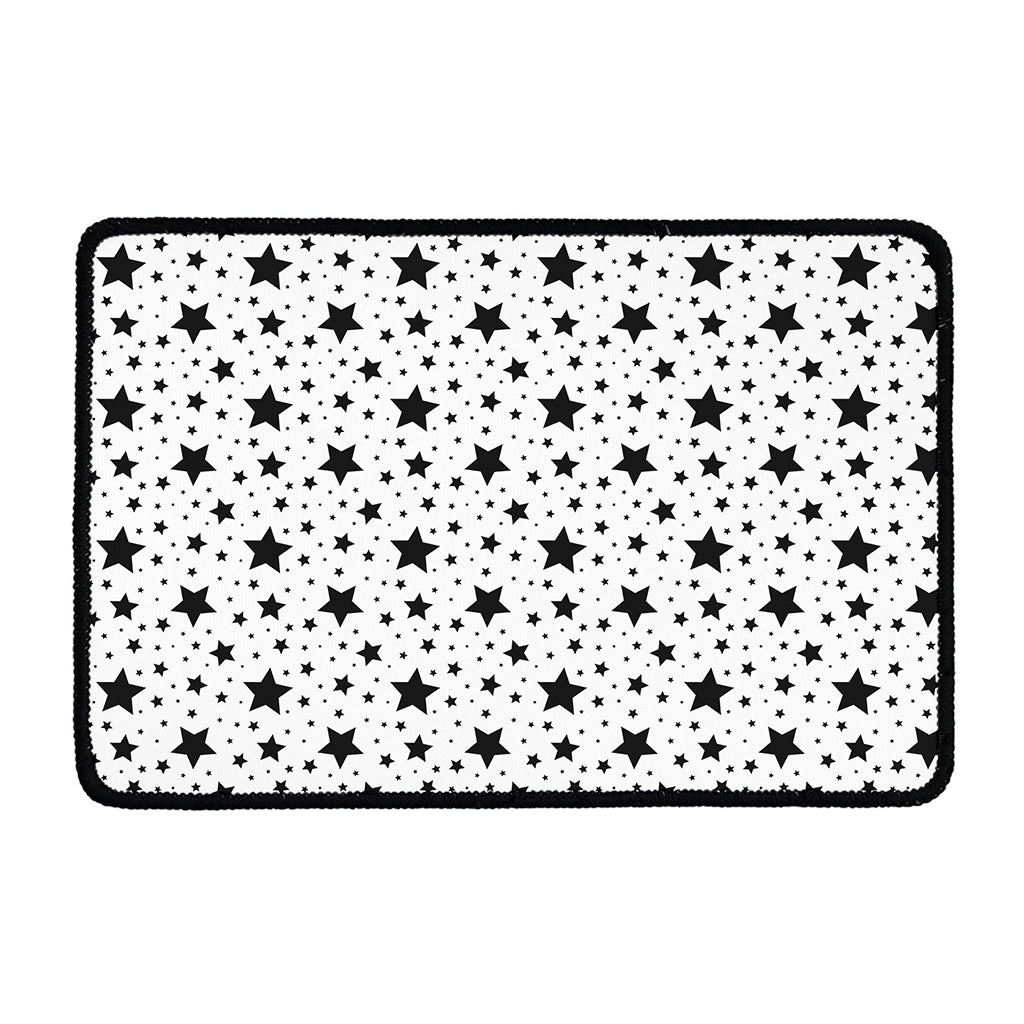 White And Black Star Pattern Print Kitchen Mat