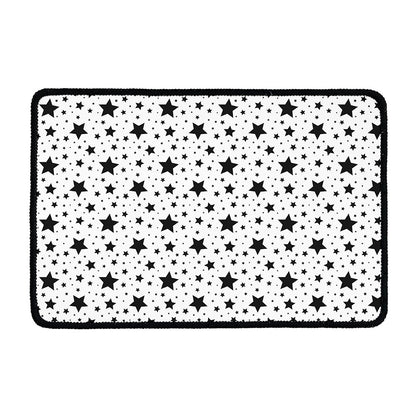 White And Black Star Pattern Print Kitchen Mat