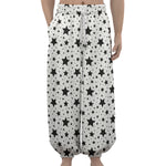 White And Black Star Pattern Print Lantern Pants